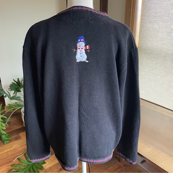 Vintage Tiara Holiday Christmas Gingerbread Man Button Front Cardigan Sweater - Picture 3 of 12